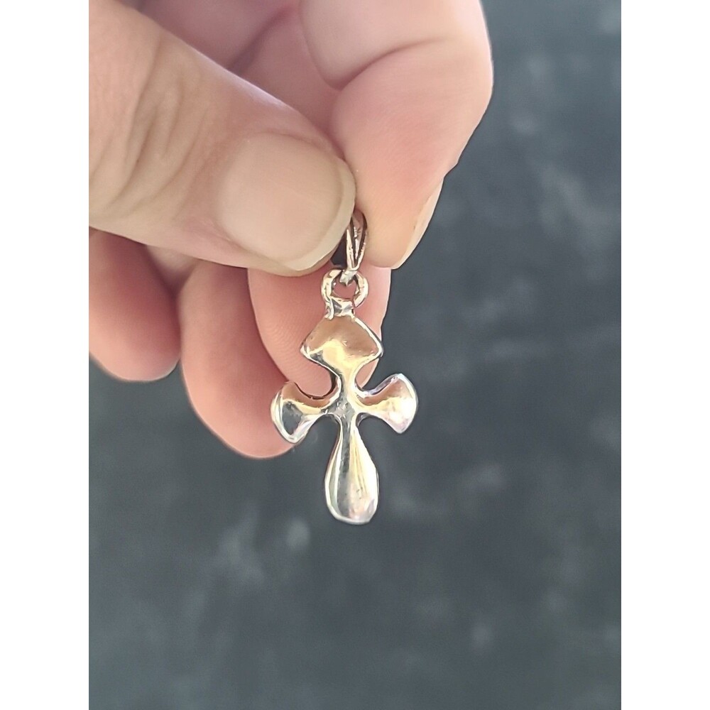 925 Sterling Silver Puffy Cross Pendant Vintage